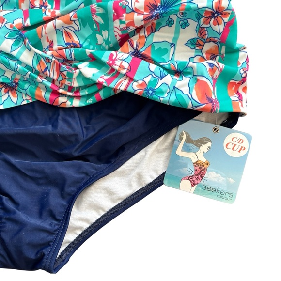 NWT! Seekers Contour One Piece Swimsuit 18W Tummy Control Floral - Picture 5 of 11